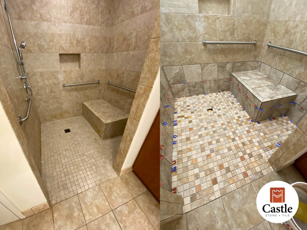 We resolved a severe exterior wall leak at Noah Homes in Spring Valley by completely rebuilding their accessible shower with a low-profile, 100% watertight Schluter®-System.